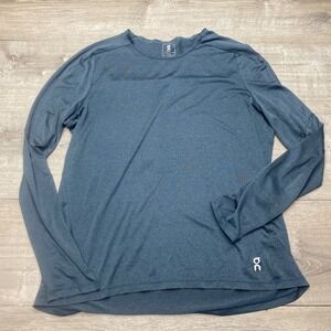 On Running Shirt Long-T Mens XXL Blue Heathered Performance Training Long Sleeve